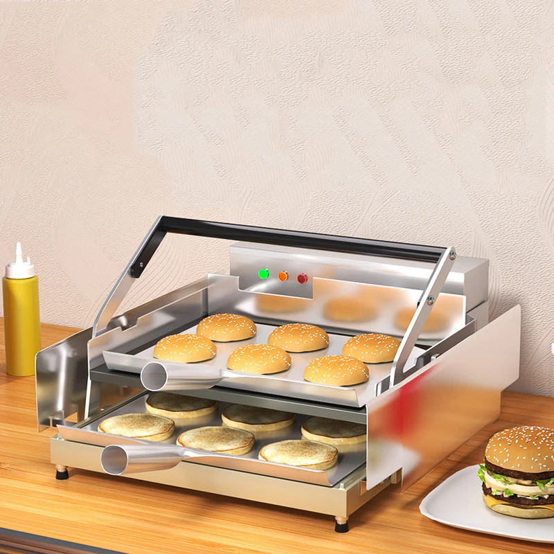 

Commercial Full-Automatic Double-Layer Baking Machine For Hamburger Small Electric Sandwich Maker Equipment For Hamburger Shops