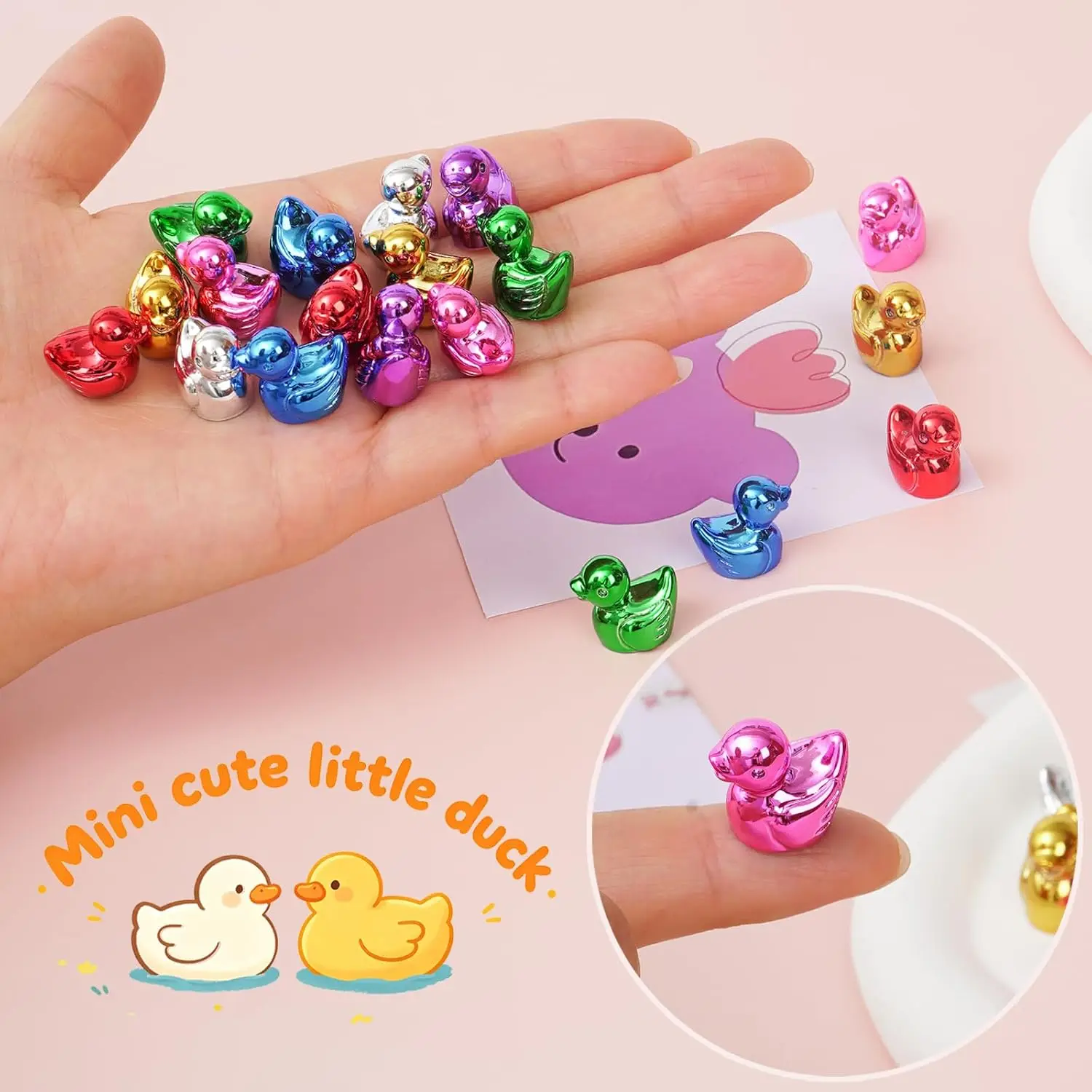 40pcs Mini Colorful Electroplate Ducks Miniatures Tiny Animal Figures for Micro Landscape Home DIY Craft Garden Decoration - view 3