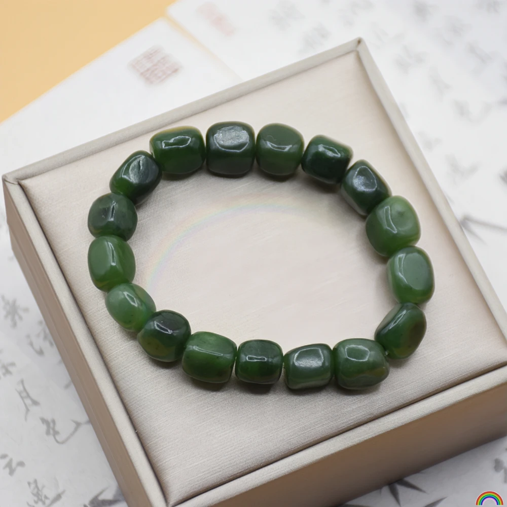 Natural Hotan Jade Jasper Hand String Beaded Spinach Green Women's Jade Bracelet Rwbuy Brand Design