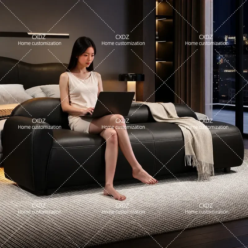 Design high-end home niche Italian minimalist modern light luxury cream style master bedroom bedside stool sofa