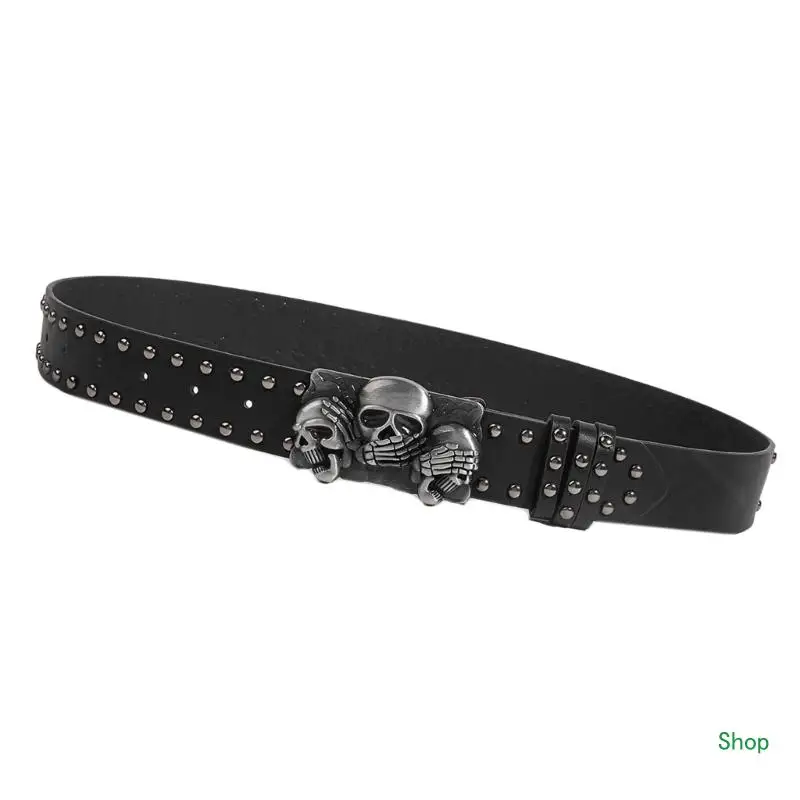 

Dropship Skull Buckle Waist Chain Buckle Punk Chain Grunge Belt for Women Proms Club Party for Jeans Dresses Studded