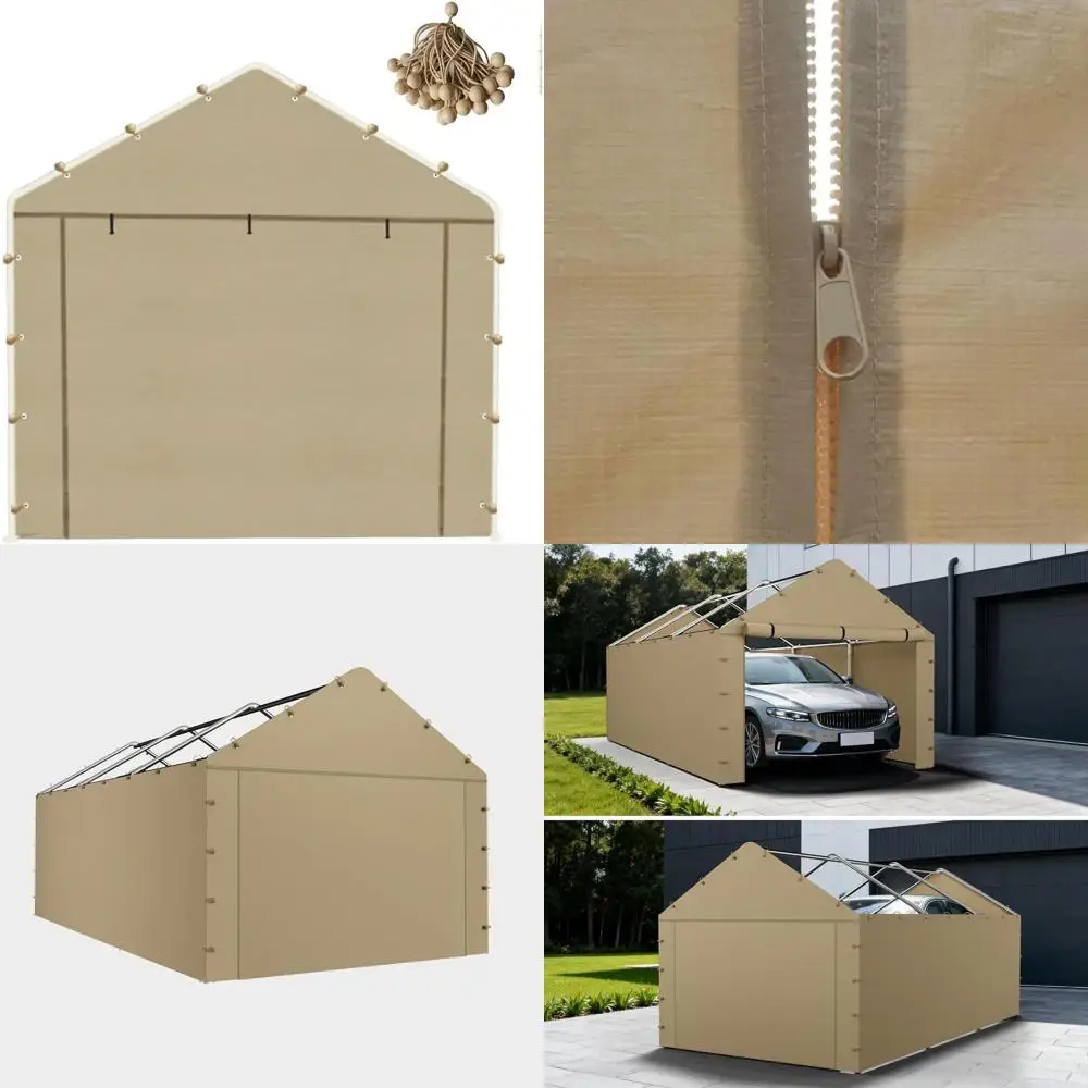 

Сменная боковая панель для навеса 10x20 футов с передней панелью на молнии и эластичным шнуром, водонепроницаемое и УФ-защитное покрытие из полиэтилена 180 г/м², бежевый цвет