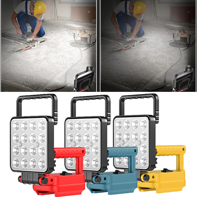 

4 inch LED working lantern For Makita/Dewalt/Milwaukee 14.4V 18V Li-ion battery with Dual USB hook Lamp Hand Lantern Spotlight