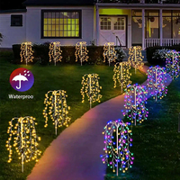 Solar Fireworks Lights LED Fairy Lights Solar Power Willow Trees Lights Garden Yard Party Decoration Outdoor Waterproof