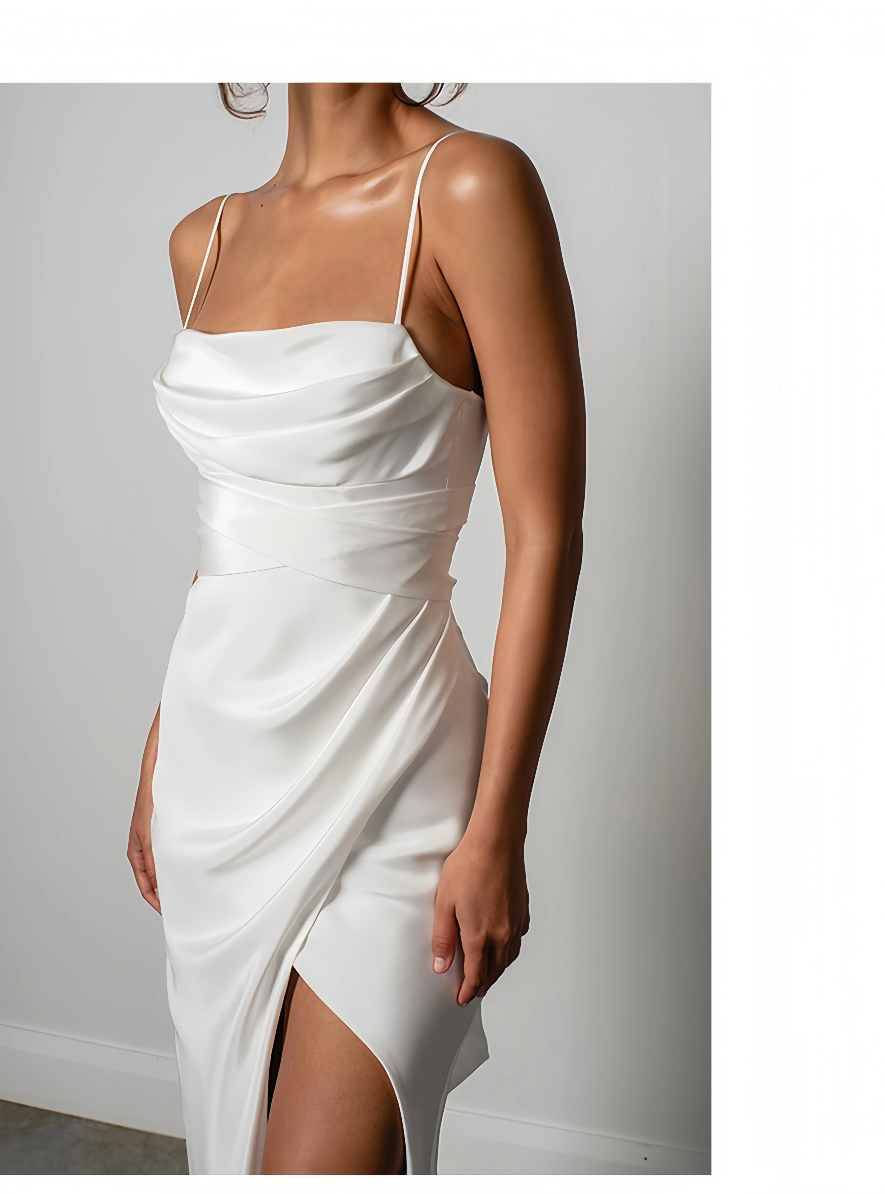 Sexy Satin Mermaid Prom Dress V-neck Spaghetti Strap A Small Trailing Long Skirt Lady Formal Occasions wedding Evening gown