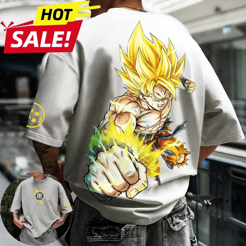 Son Goku Dragon Ball Saiyan Vintage Harajuku Herren Neues Sommer Oversize T-Shirt Locker Sitzende Damen Streetwear Lässiges Kurzarm-T-Shirt