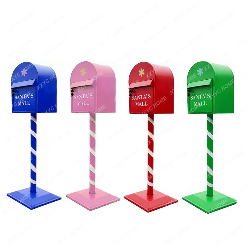 

Retro Christmas Mailbox Iron Mailbox Vertical Suggestion Box Letter Box Home Decoration Shooting Activity Props Customization