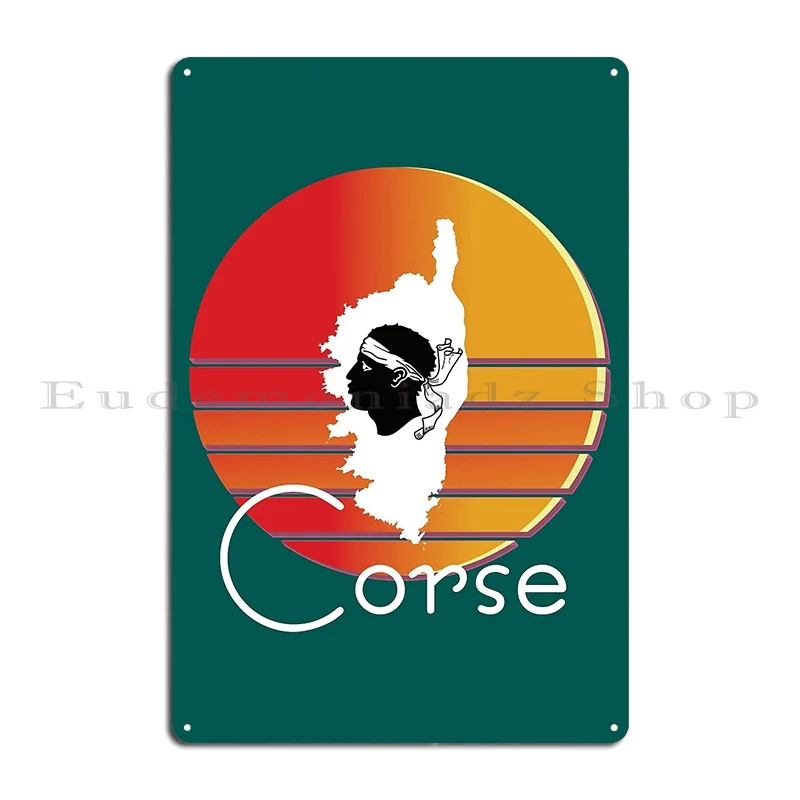 Corsican Flag Symbol And Geographical Map Metal Plaque Poster Vintage Garage Party Club Print Designing Tin Sign Poster