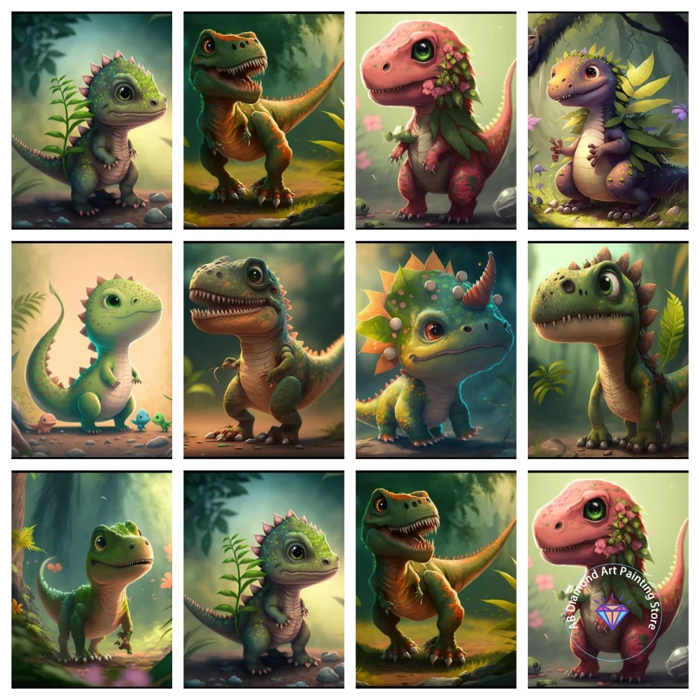 

Dinosaur Animal AB Diamond Painting Kit Square Round Diamond 5D DIY Mosaic Handmade Art Adult Exquisite Gift Crafts Home Decor