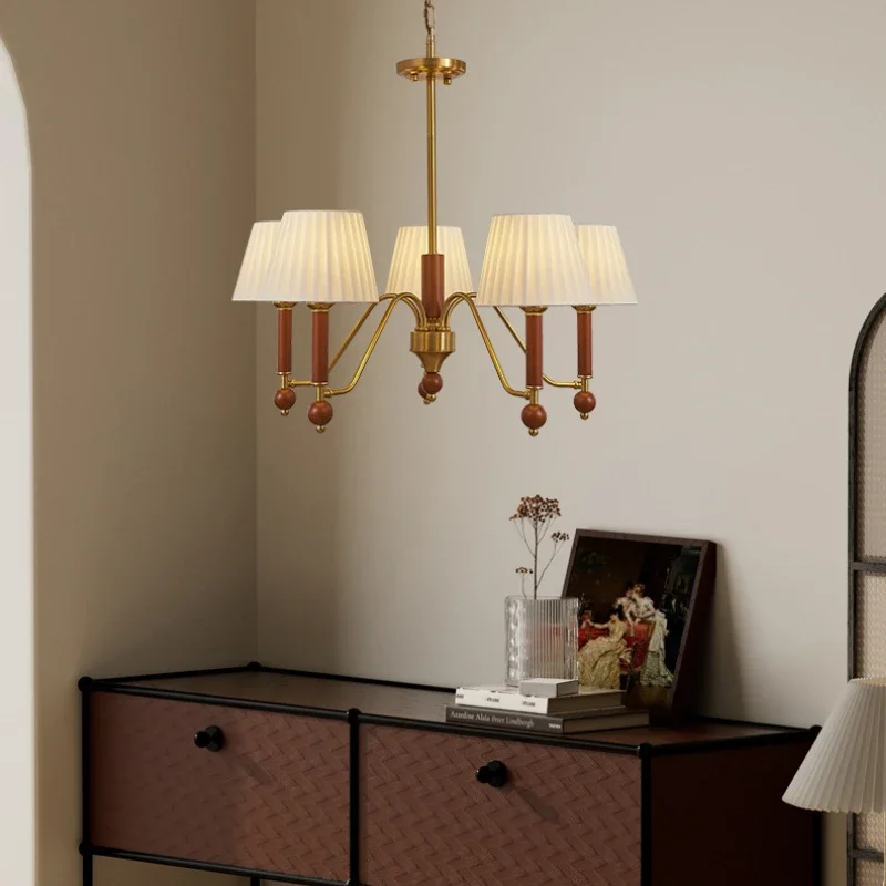 

SANDYHA Pleated Fabric Pendant Light Nordic Retro Chandelier LED Lamps for Living Room Dining Room Lobby Stylish Home Decoration