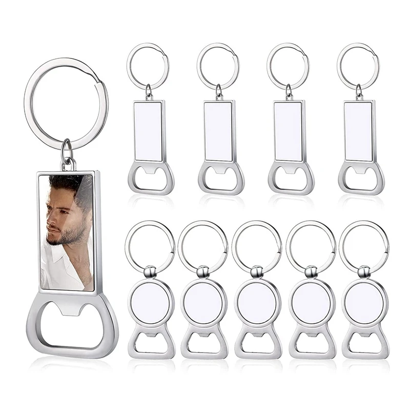 30 Pcs Sublimation Blank Keychains Sublimation Metal Bottle Opener Blank Key Ring Aluminum Heat Transfer Keychain