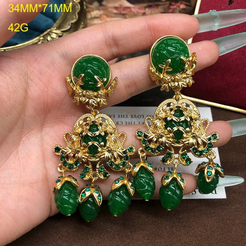 Vintage Jewelry sets for Women Earrings Necklace Luxury Pink beads Golden Toned pendant Perfect for Wedding Party Dress Gift