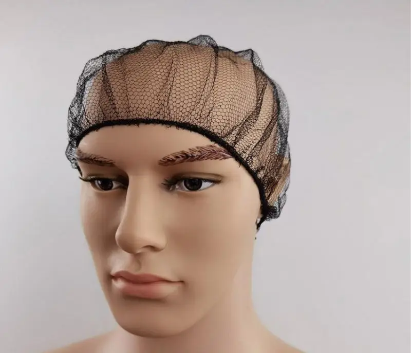 Gorro de malla de nailon desechable para cocina, gorro de malla transpirable minimalista, portátil, para Catering, higiene y trabajo, color negro, 100 unids/lote por paquete