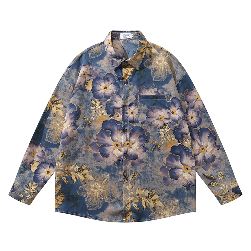 

Dark Icon Chiffon Material Men's Shirt Long Sleeve Autumn Full Printed Shirts for Men Unisex Clothing