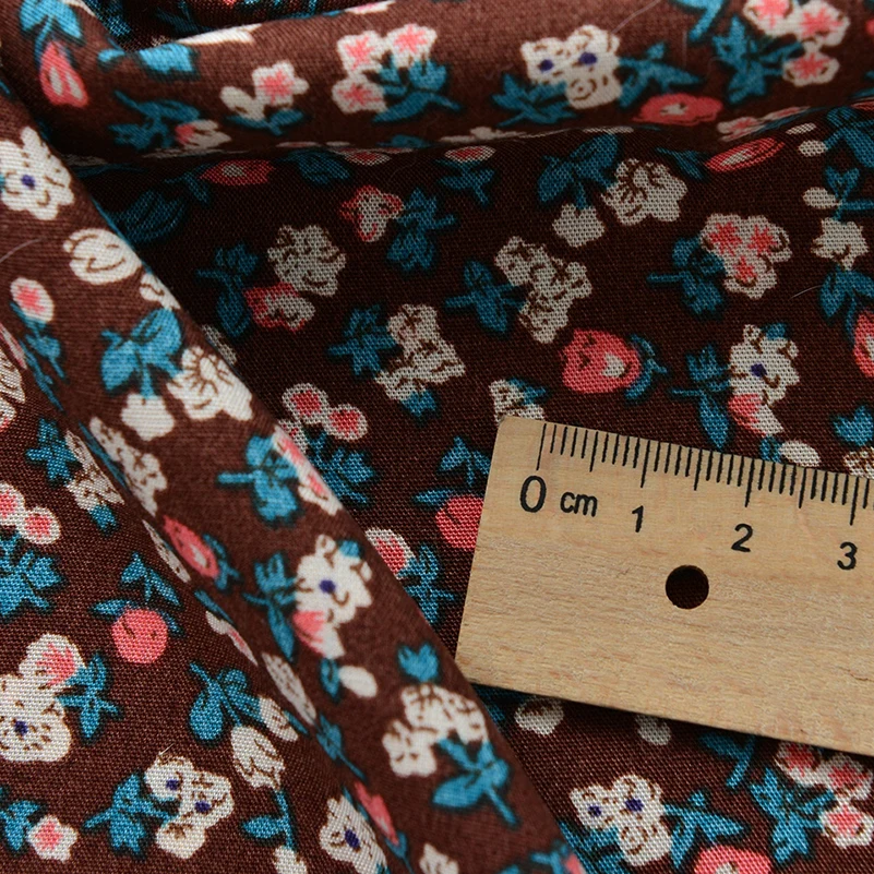 Floral Pastoral Viscose Fabric Dark Color Thin And Light Breathable for Sewing Clothes Rayon by Half Meter