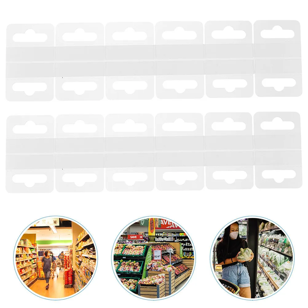 150Pcs Clear PVC Display Hooks Airplane Hole Design Self Adhesive Hang Tabs for Retail Store Sale Items Heavy Duty Sticky Tabs