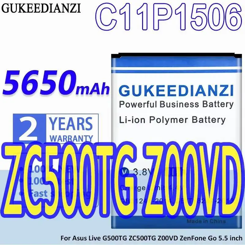 

5650Mah High Capacity C11P1506 Mobile Phone Battery For Asus Live G500TG ZC500TG Z00VD Zenfone GO 5.5 Inch