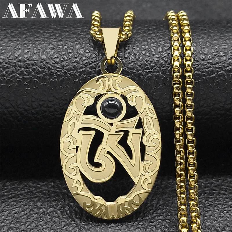 

Buddhism Buddha OM Projection Pendant Necklace for Men Women Stainless Steel Shurangama Mantra Scripture Prayer Chain Jewelry