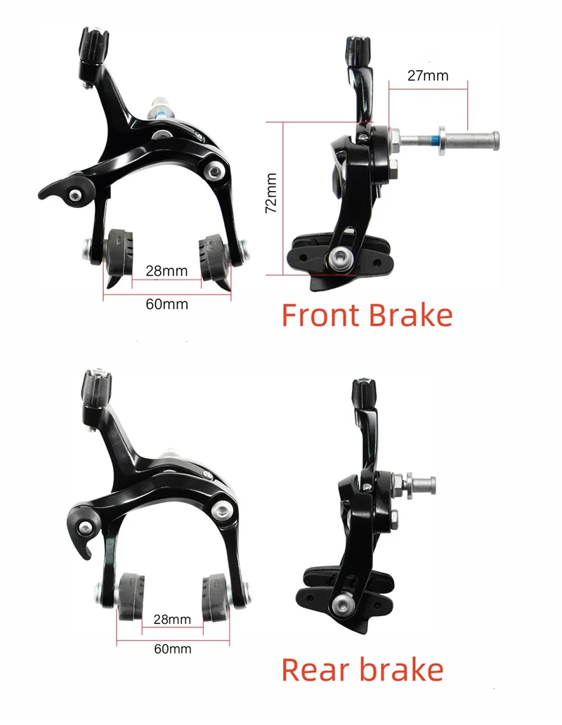 Chooee Bicycle Accessories, Road Bike V Brake Caliper, Aluminum Alloy 700C Fixed Gear Bike Side Pull Rim Brake Part, Front/Rear