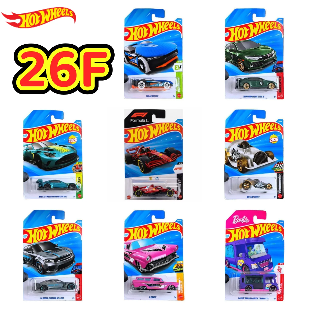 

Оригинальная коллекционная модель автомобиля Hot Wheels 1/64 Mainline Series 2026 F Case SCUDERIA FERRARI HP LAMBORGHINI, литая под давлением