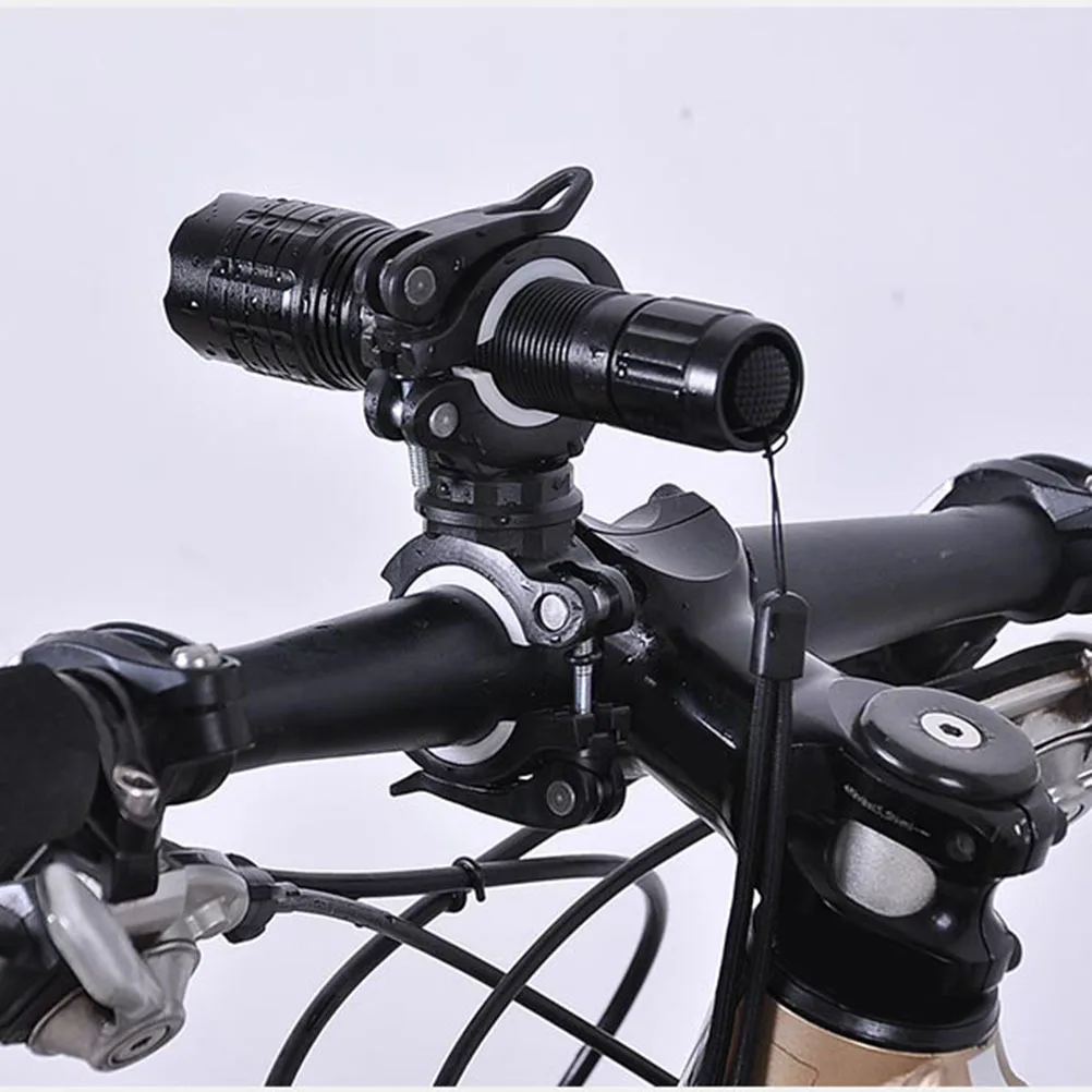 Bike Light Mounting Bracket 360 Degree Adjustable Rubber Handlebar Flashlight Holder Clip Clamp For Torch Black White
