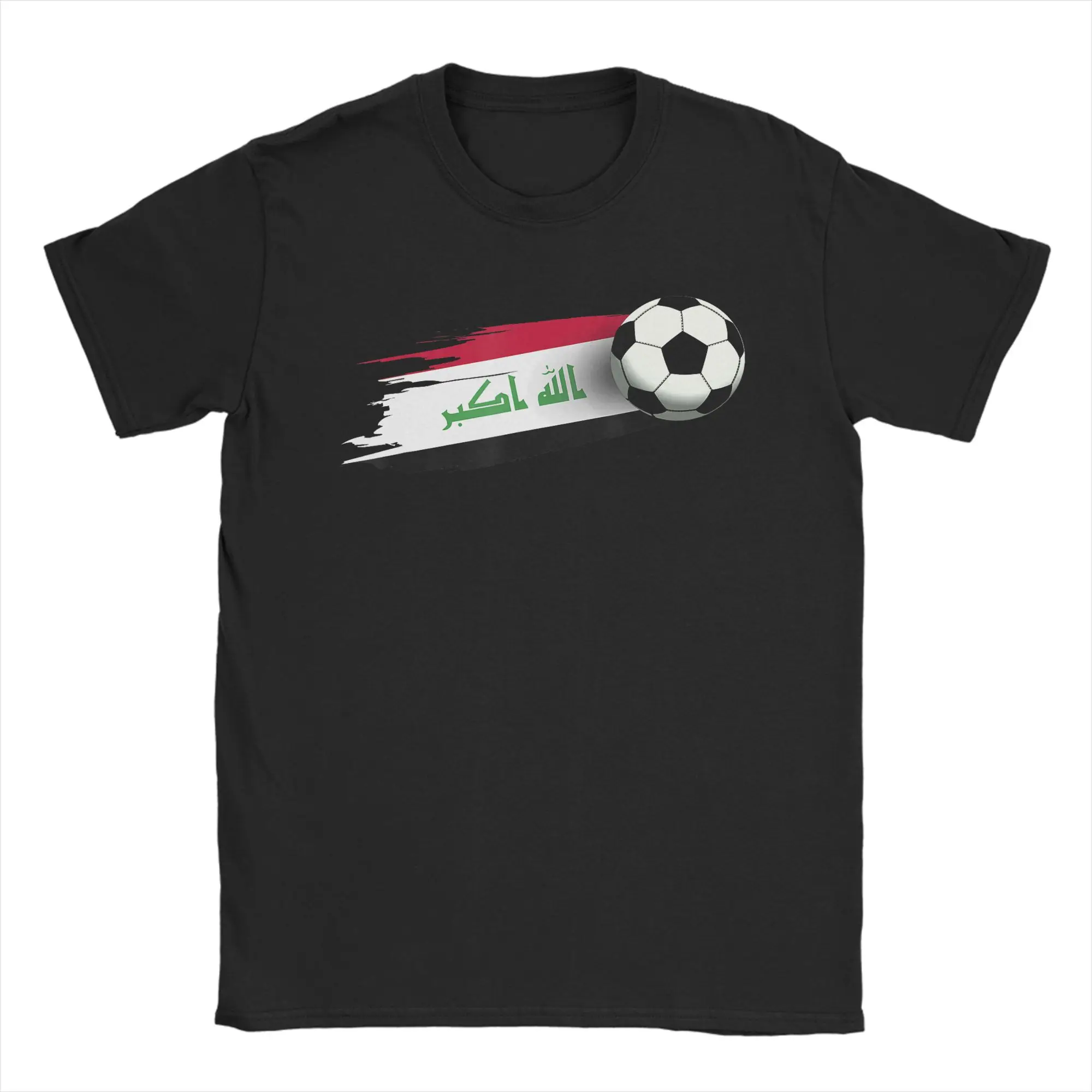 Men T-Shirts Iraq Flag Iraqi Soccer Novelty Pure Cotton Tee Shirt Short Sleeve  T Shirt Round Neck Clothing Gift Idea