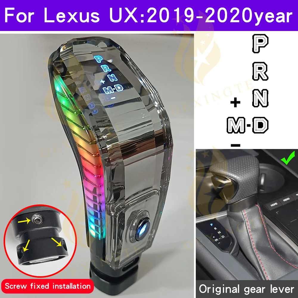 

For Lexus ES UX LX Crystal LED gear shift knob flow LED Light Series car Automatic Handle Interior Shifter Lever Replacement