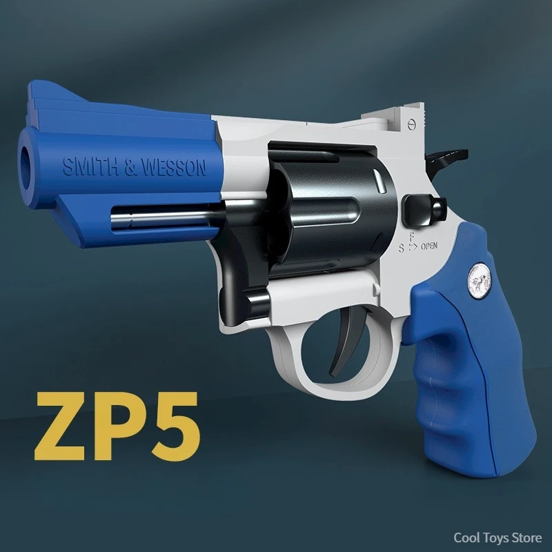 ZP5 Revolver Toy Pistol Air Gun Alloy Wheel Manual Soft Bullet Toy Guns Dart Realistic Shooting Handgun for Men Boy Outdoor Game