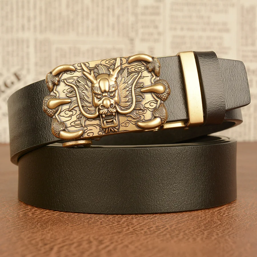 Domineering claw dragon retro automatic buckle men's belt, cowhide casual denim belt, personalized pants belt