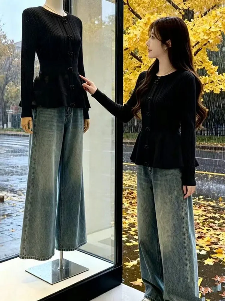 Women's Knitted Button-Up  Knot Sweater Slimming Base Layer Shirt Casual Style Polyester Blend Long Sleeve Top