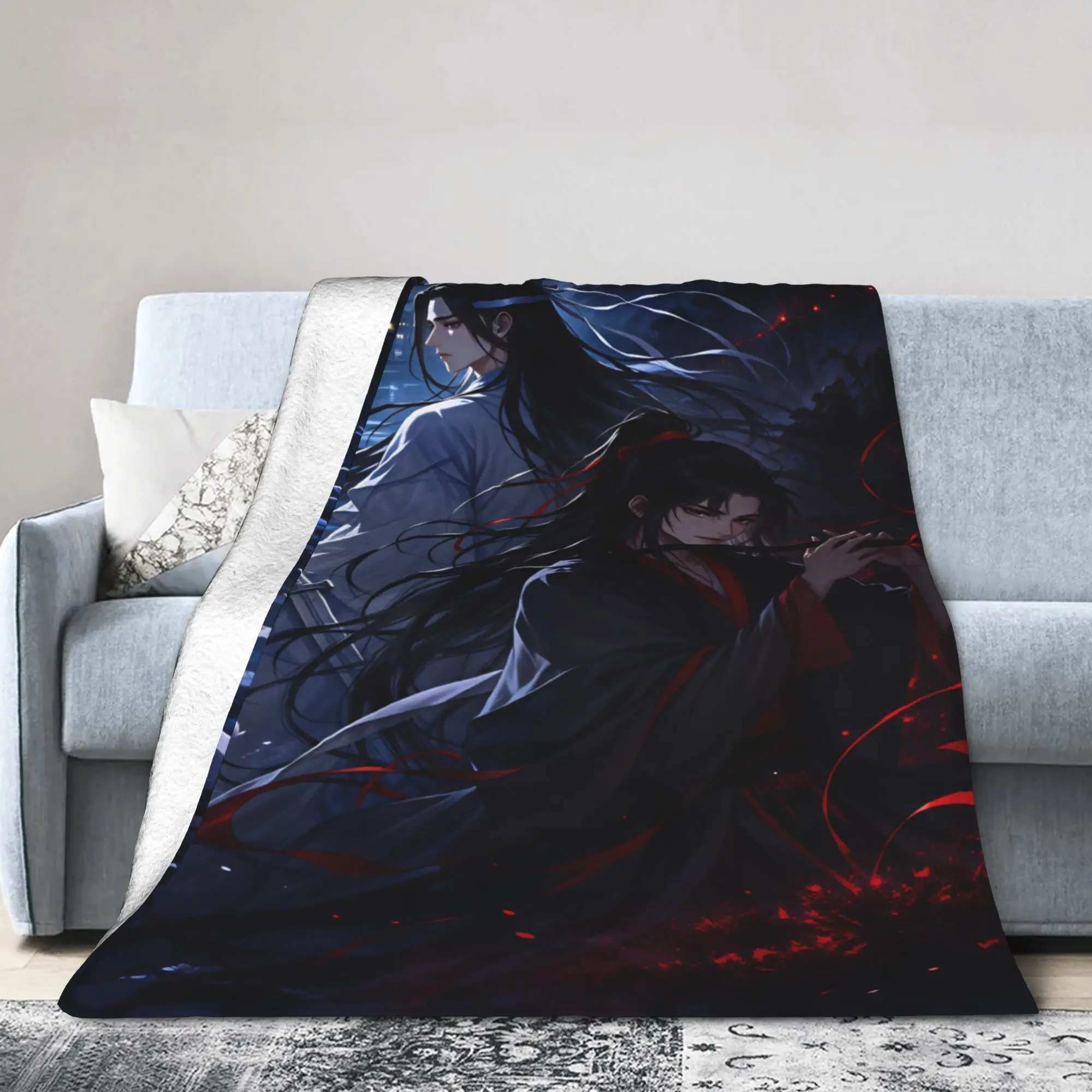 WangXian Bunny Mo Dao Zu Shi The Untamed Flannel Blanket Warm Soft Throw Blanket for Couch Chair Travel Bedspread Sofa Bed Cover