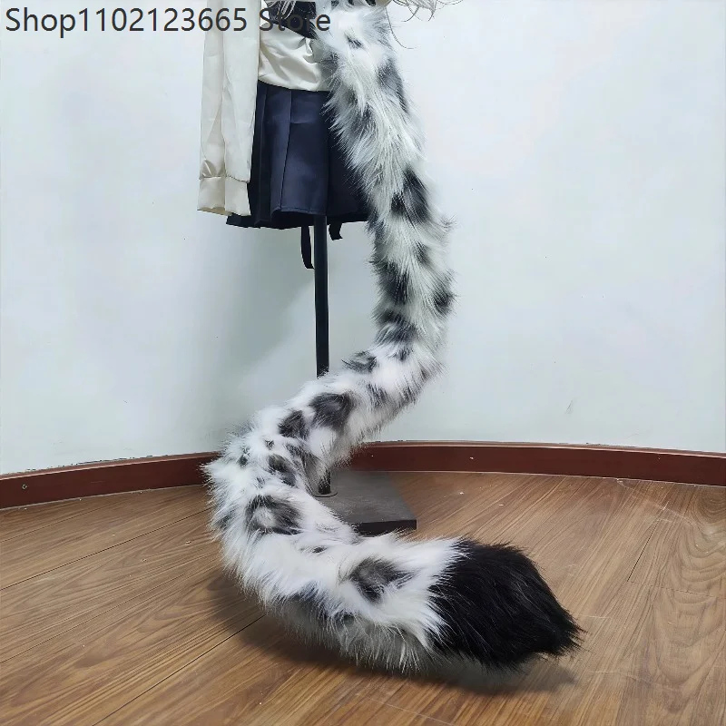 Long Leopard Print Tail Cosplay Plush Prop Fluffy Long Tail Anime Convention Halloween Carnival Party Snow Leopard Costume 2026