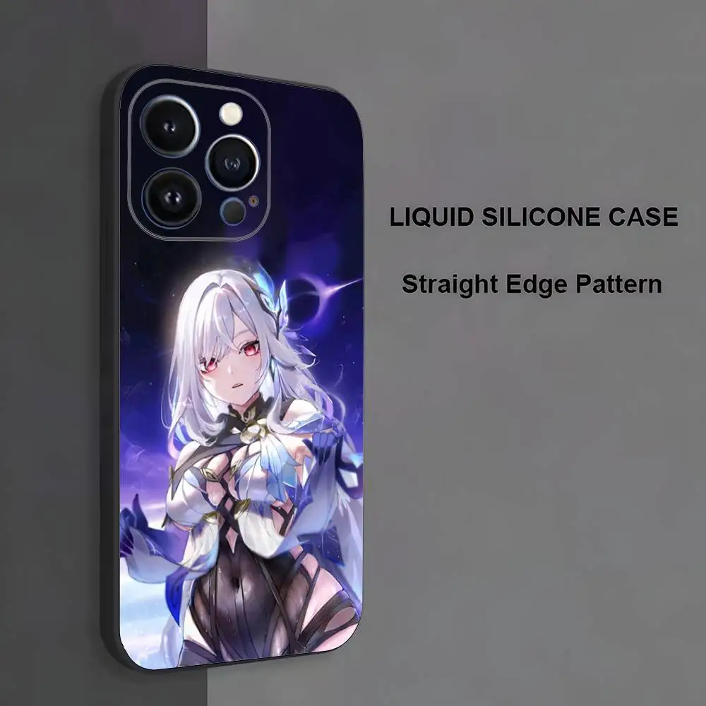 Skirk Genshin Impact Phone Case لهاتف iPhone 17,16,15,14,13,12,11، Pro Max، XS، X، XR، SE، Mini، 8، 7، غطاء أسود من السيليكون الناعم