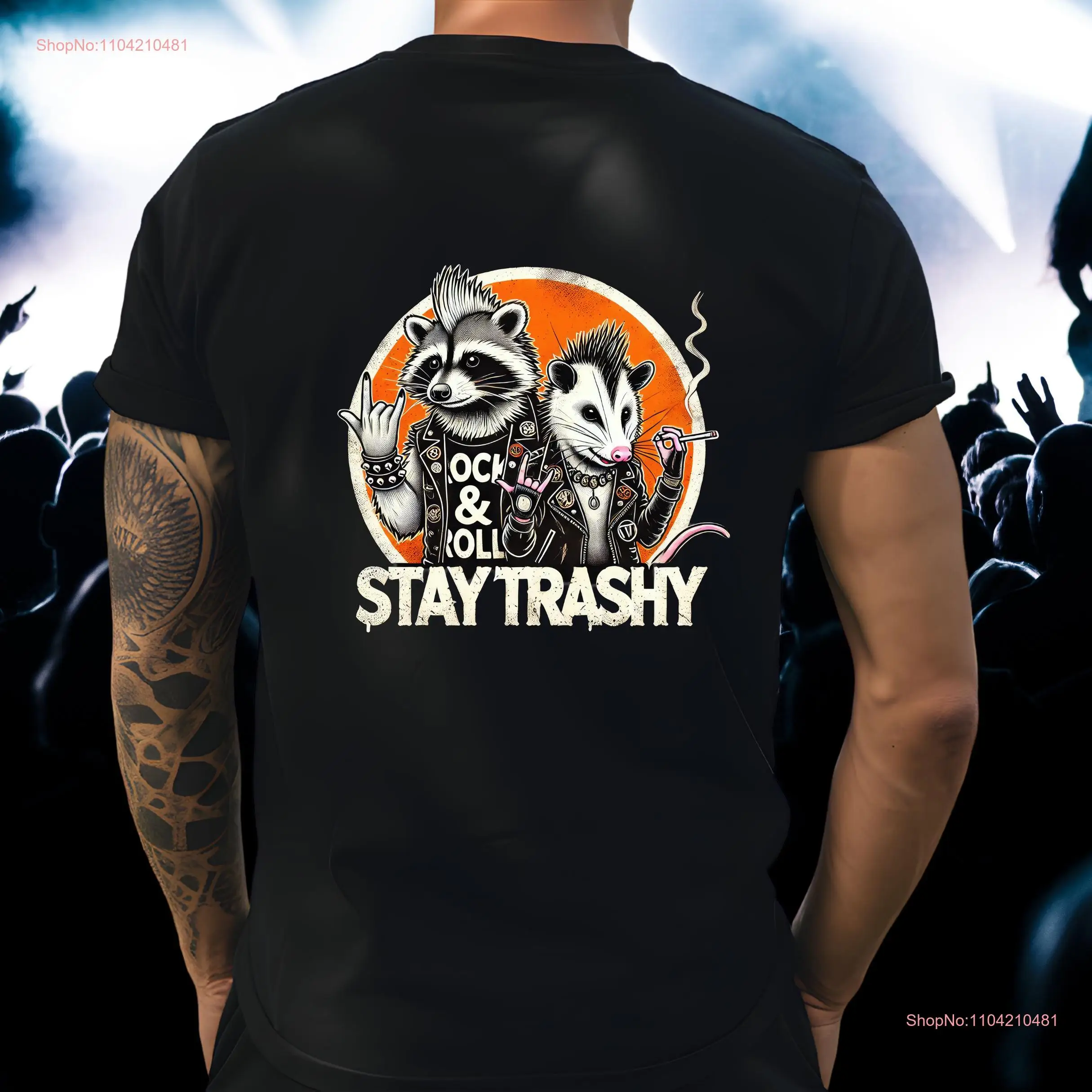 Edgy Stay Trashy T Shirt with Punk Rock Animals SweaT long or short sleeves