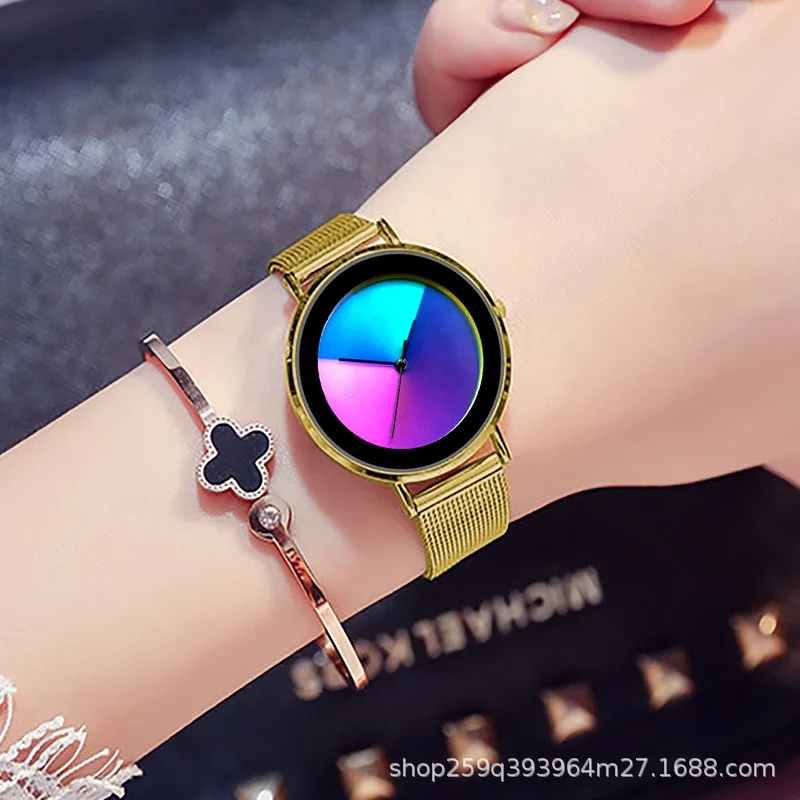 Fashion Women Watch Casual Color Changing Student Quartz Watch Waterproof Mechanical Relojes Mesh Steel Strap Relojes Para Mujer