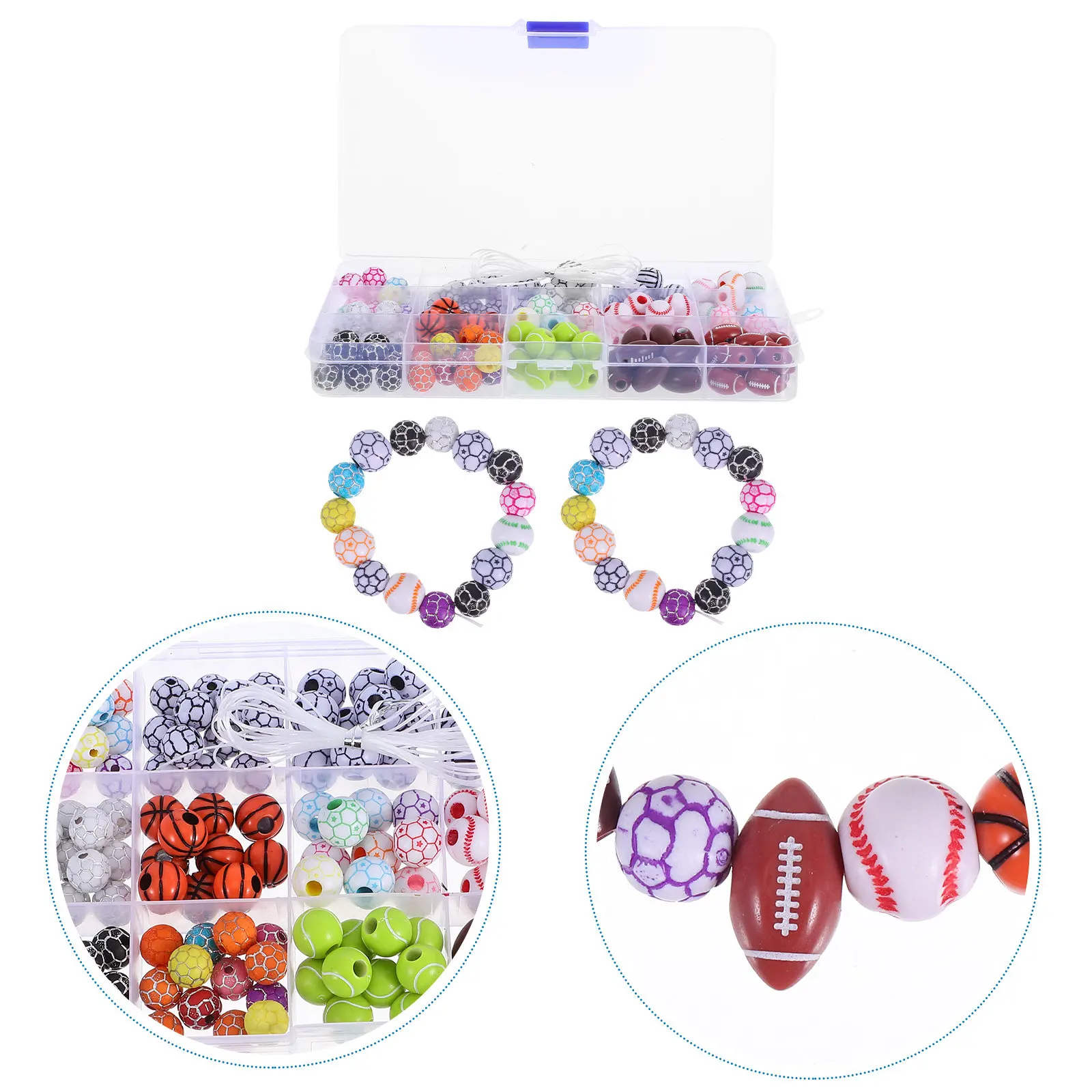 

1Set Acrylic Sports Beads Set Football Basketball Rugby Ball Charms for Bracelet Necklace Jewelry Making DIY Craft Supplies