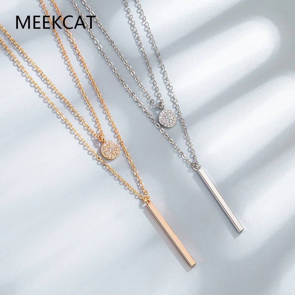 Simulated Moissanite Loop Pendant Necklace for Women 925 Sterling Silver Double Layer Clavicle Chain Necklace Jewelry Choker