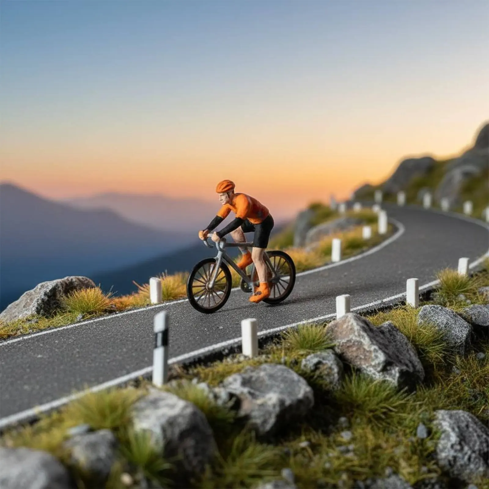 

1/64 Cyclist Model Scene Model Decoration Cyclist Figurine Mini Pedal Cycle Model Detailed Miniature Figure Imaginative Play