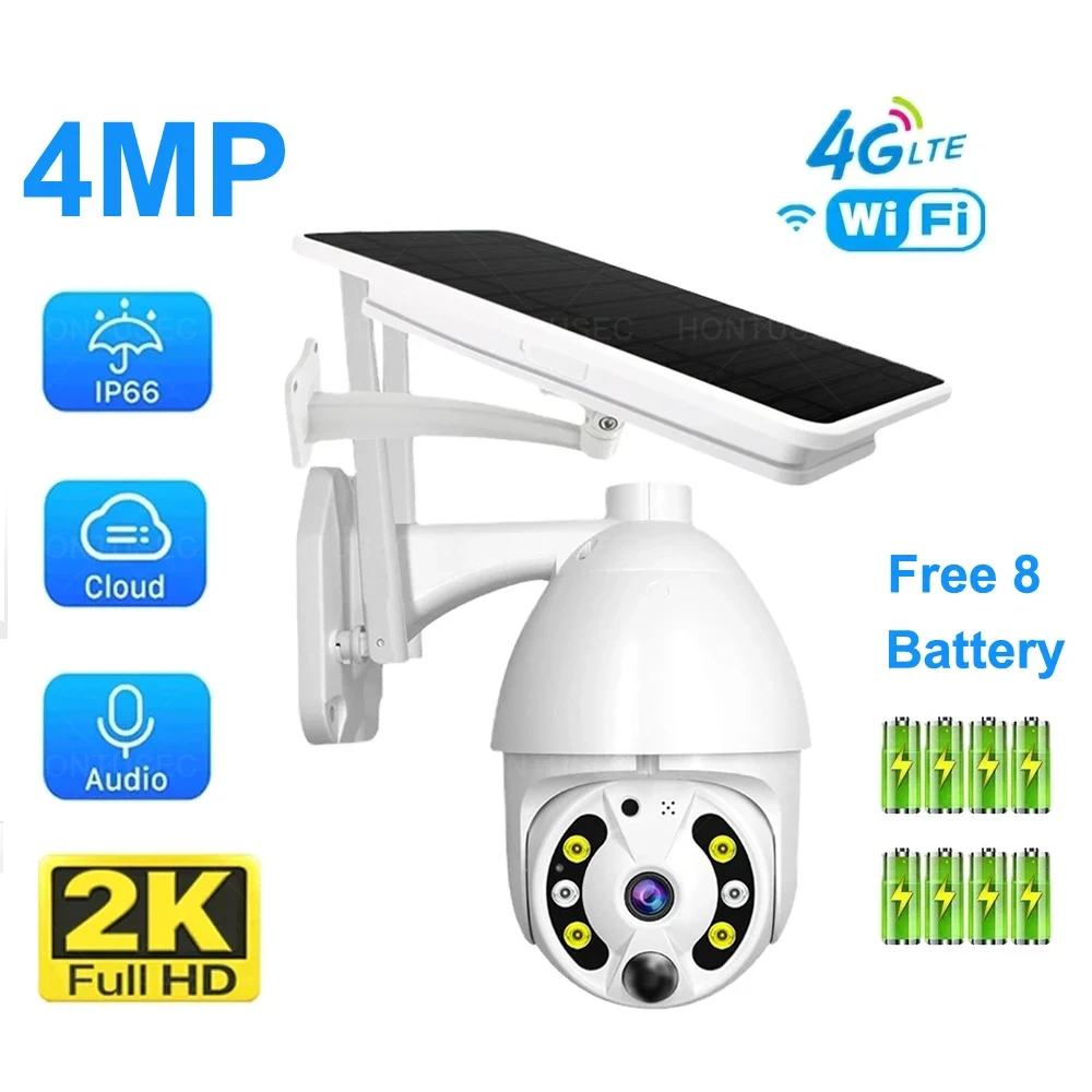 UBOX 4G Solar PTZ IP Camera 2K 4MP Solar Speed Dome Camera Motion Detection Two Way Audio Human Tracking Solar Security Camera