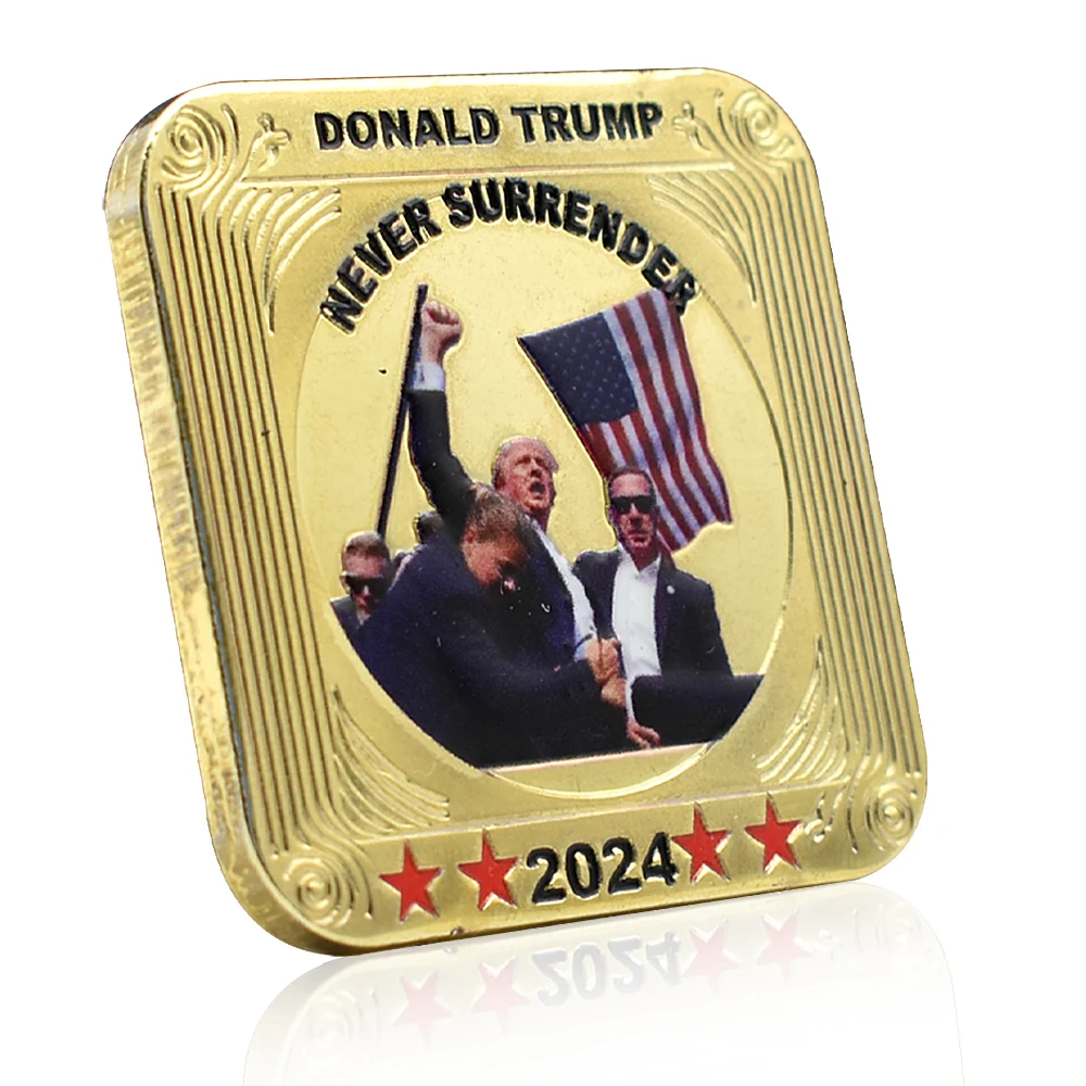 2024 US President Donald Trump Assassination Attempted Gold Coin FIGHT Metal Commemorative Coin Collection Supporters Gifts