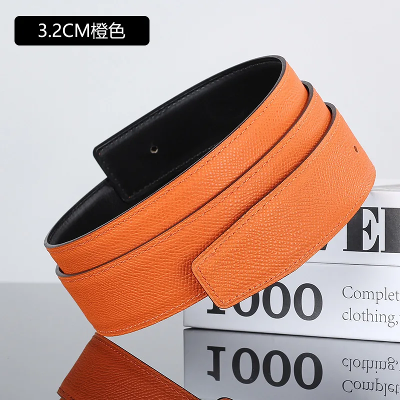 3.2/3.8mm luxury ultra-thin belt headless men and women high-quality palm print cowhide H buckle replacement belt without buckle