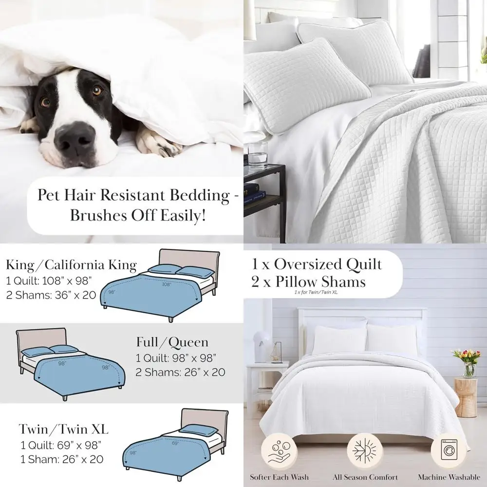 King Quilt Bedding Set with Shams, Coverlet/Quilt King Size Bedspread, Luxury Bedding, Bed Spread or Kings/Caliornia Kings, Ligh