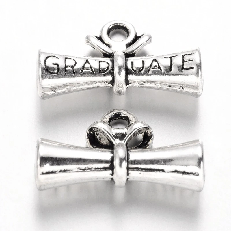 10 Pcs Graduation Scroll Charms Pendant Style Alloy Degree Charms with Word Graduate Jewelry Making Charms  Ornament