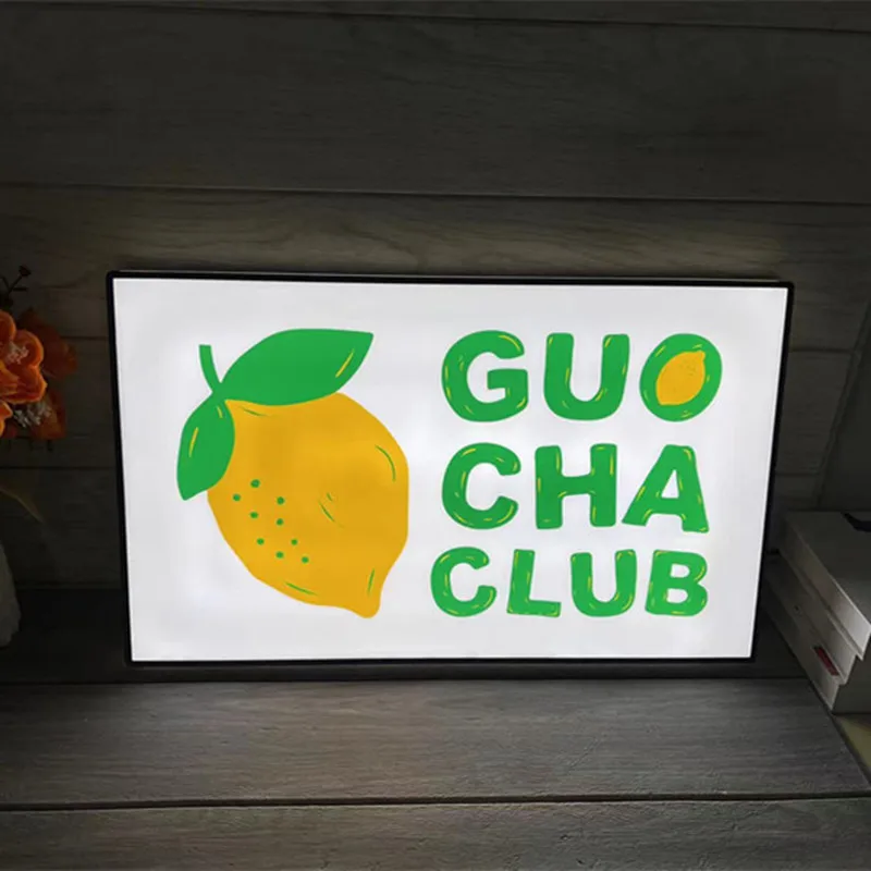 Fruit Logo LED Lightbox Sign for Milk Tea Store or Fruit Shop Business Decor Wall Art Nightlight 3D Print Gift Desktop Lights