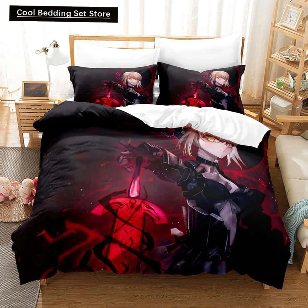 

3D Printed Anime Fate/Stay Night Saber Bedding Set Single Twin Full Queen King Size Bed Set Adult Kid Bedroom Duvet cover Sets