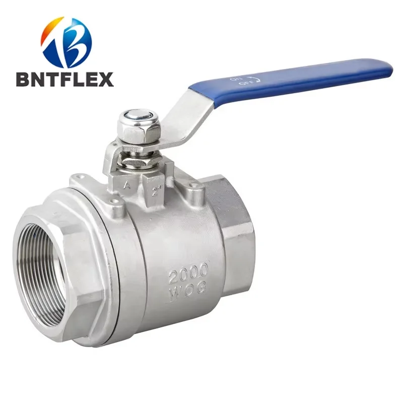Valvola a sfera per tubi in acciaio inossidabile 304 femmina DN20 da 3/4" in due pezzi ad alta temperatura