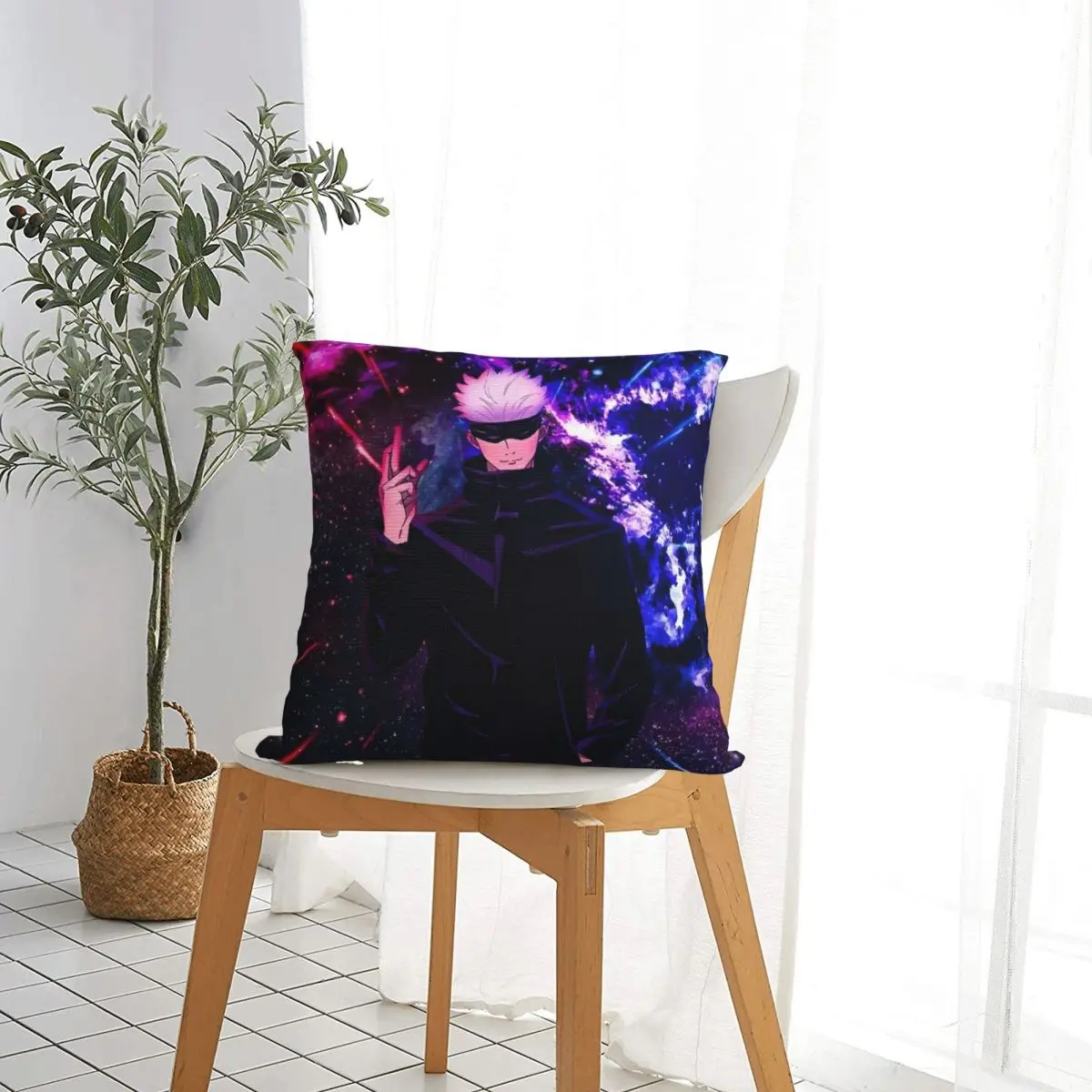 Satoru Gojo Square Pillow Case Cushions for Sofa Jujutsu Kaisen Anime Creative Pillowcase