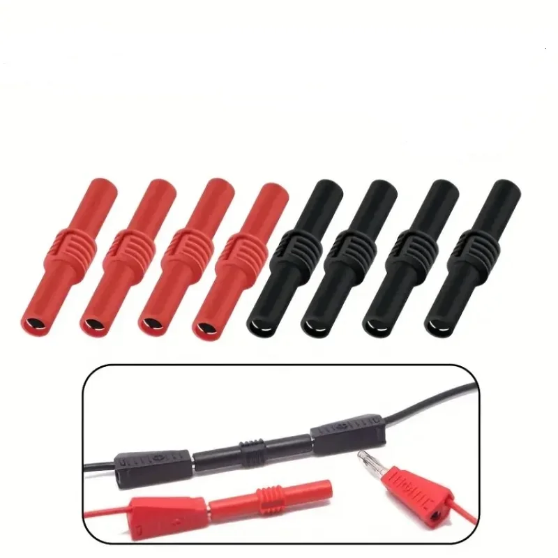 Insulated 4mm Banana Jack Female To Female Socket Connector Coupler Plug Extension Adapters (Black/Red) Nickel Plated