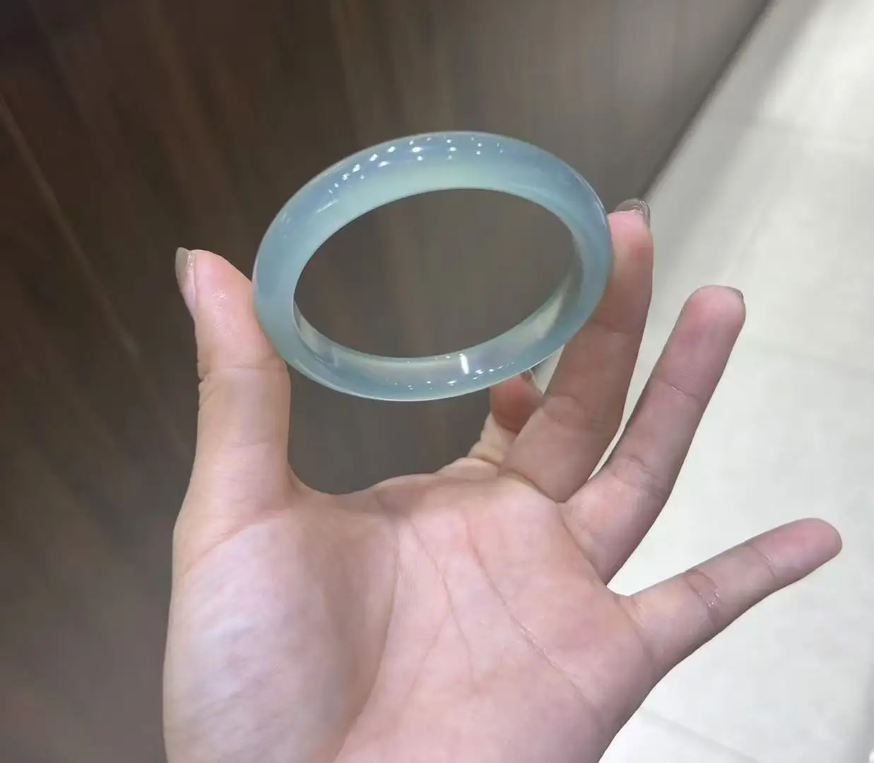 

Natural Perfect Ice sky blue Color Agate Chalcedony Bracelet Exquisite Jade Bangle Jewelry Accessories lady Gift