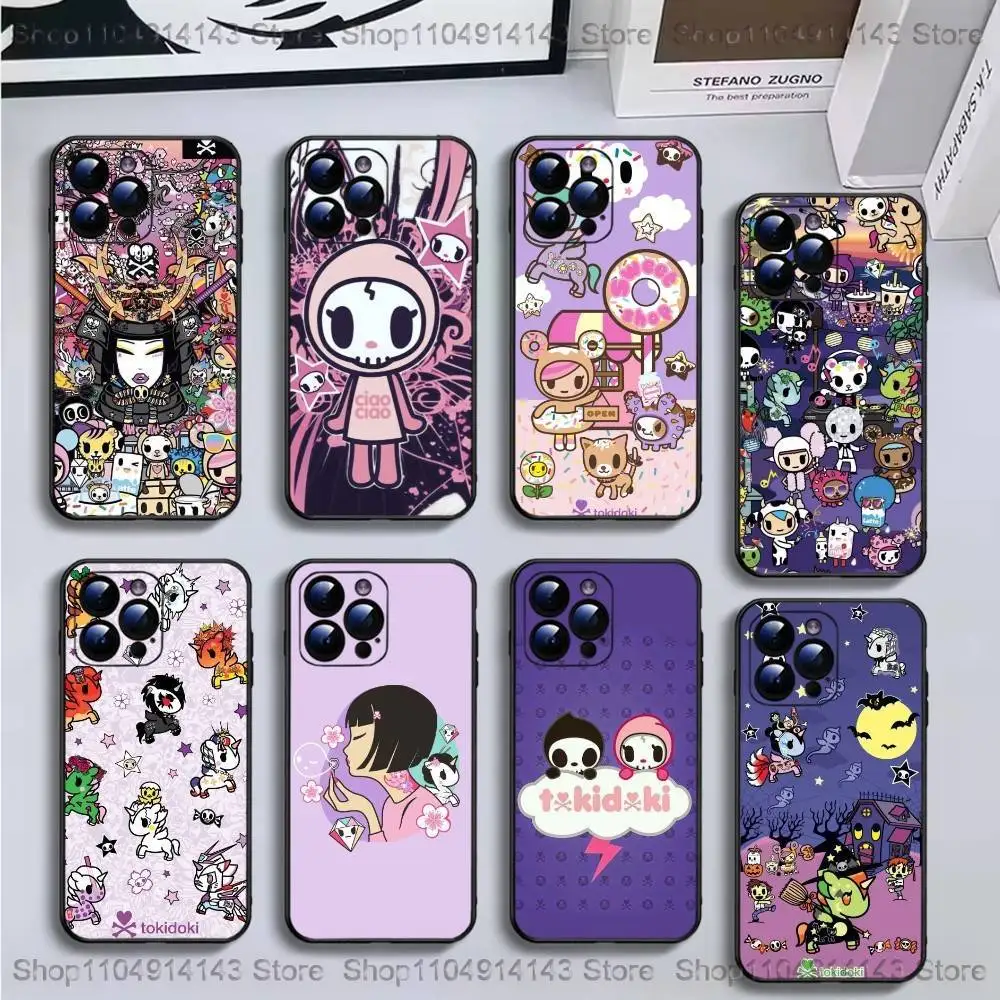 

Japan Cartoon T-Tokidokis Phone Case For iPhone16,15,14,13,12,11 Plus,Pro Max,XS,X,XR,SE,Mini,8,7,Soft Black Cover